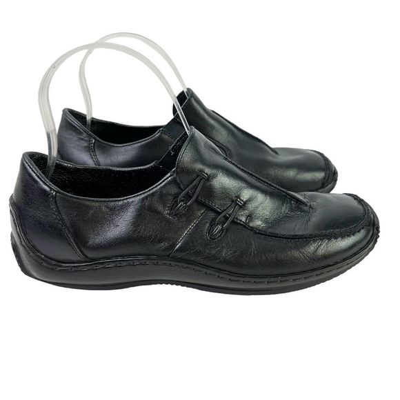 Rieker Womens Womens Black Genuine Leather Slip On Loafers Comfort Shoes 38 / 7 - Picture 1 of 16